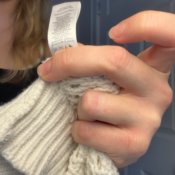 Express Off-Shoulder Cream Sweater - Picture 4 of 5